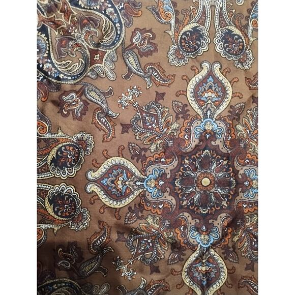 Vintage Liberty of London Silk Square Scarf Brown blue Paisley 23 x 24 mandala - Picture 8 of 16